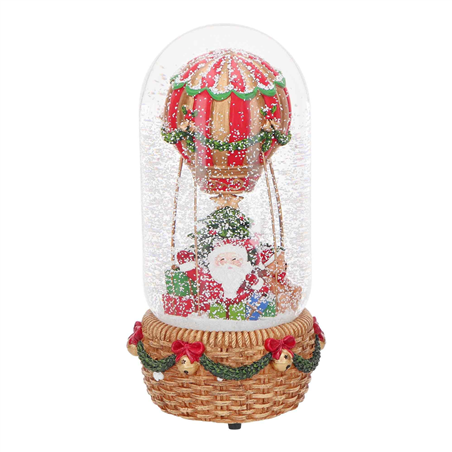 Carillon Boule  Vetro Mongolfiera Babbo 23cm Multicolor