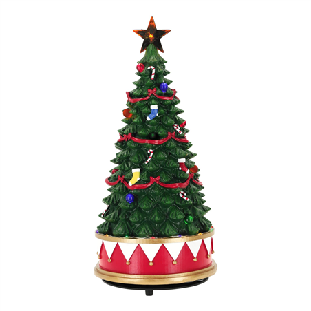 Carillon Albero Di Natale Ruotante 31cm Green Red
