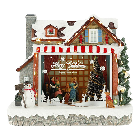 Carillon Christmas Party Scena Animata 30cm Multicolor