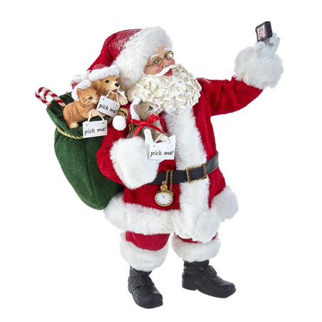 Babbo Natale Da Collezione H28cm Santa Taking Selfie W/p
