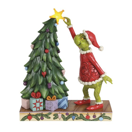 Statuina Grinch  Jimshore Grinch Pulling Star Off Tree Led Tree