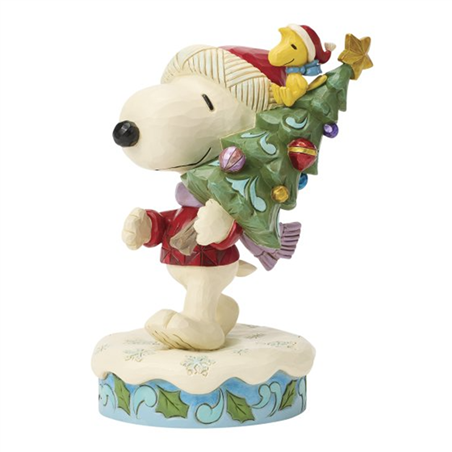 Statuina Snoopy Peanuts Jimshore Snoopy And Woodstock With Tree