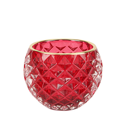 Portacandela Vetro Rond Lior 8x6cm Red Gold