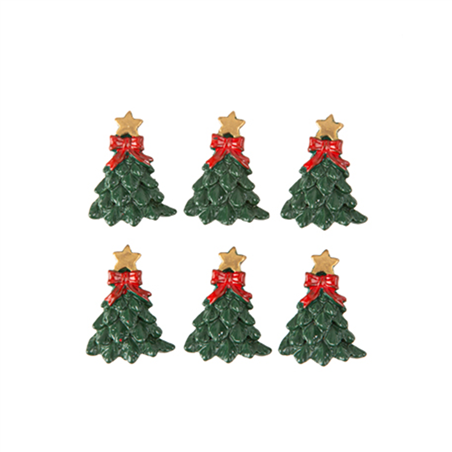 Adesivo Segnaposto Resina Abete 2,5x3.5 6pz Green Red Gold