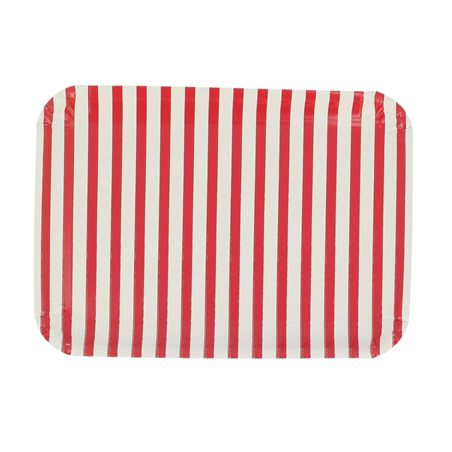 Vassoio Cartone Rigido Righe 35x25,5cm 3pz Red White