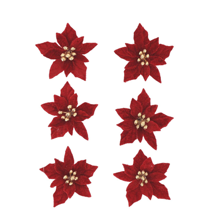 Segnaposto Adesivo Poinsetta D5.5cm 6pz Red Gold