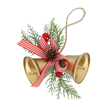 Campanelle Deco Gold Fiocco Pigne Pino 16cm Gold Red