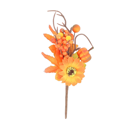 Pick Autunno Girasole Zucca Bacche 13cm Orange