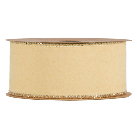 Nastro Double Side Velvet & Glitter Mm40x10mt Cream
