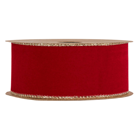 Nastro Double Side Velvet & Glitter Mm40x10mt Red