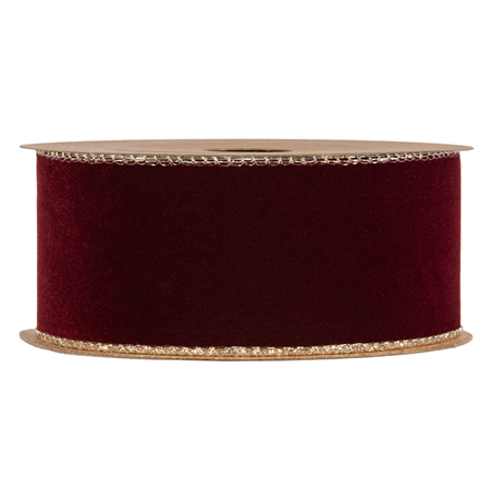 Nastro Double Side Velvet & Glitter Mm40x10mt Bordeaux