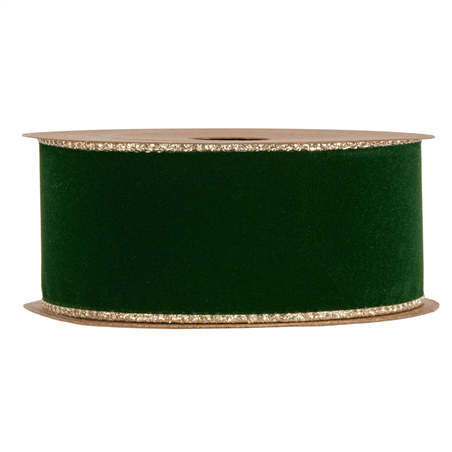 Nastro Double Side Velvet & Glitter Mm40x10mt Dark Green