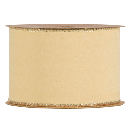 Nastro Double Side Velvet & Glitter Mm63x10mt Cream