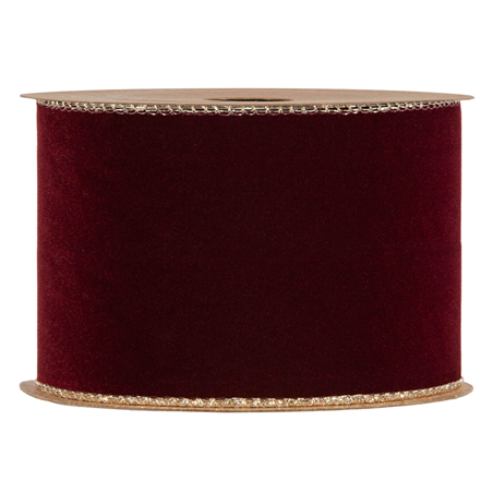 Nastro Double Side Velvet & Glitter Mm63x10mt Bordeaux