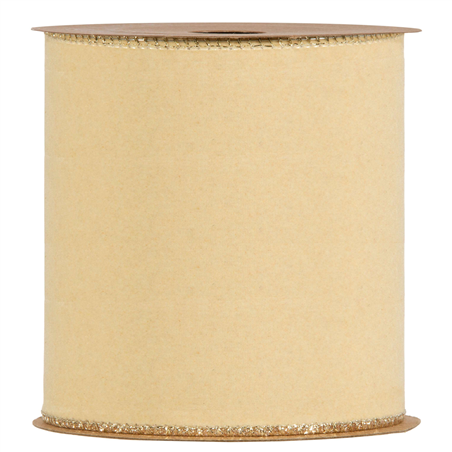 Nastro Double Side Velvet & Glitter Mm100x10m Cream