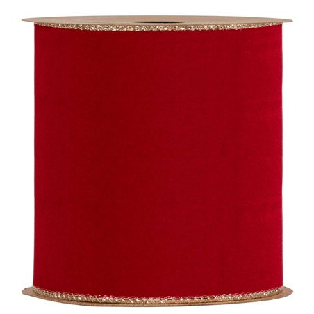 Nastro Double Side Velvet & Glitter Mm100x10m Red