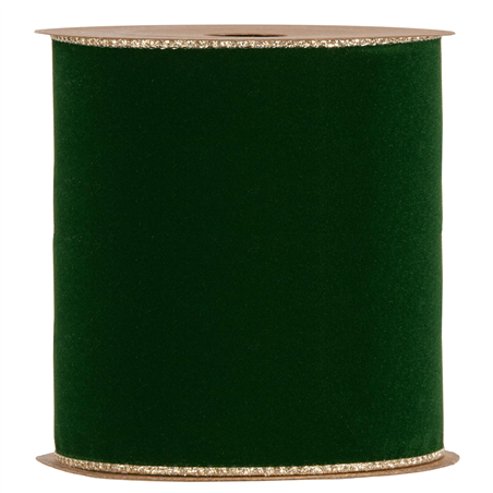 Nastro Double Side Velvet & Glitter Mm100x10m Dark Green