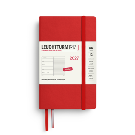 Agenda 12m A6 Settimanale Hard Con Note 2027 Cherry
