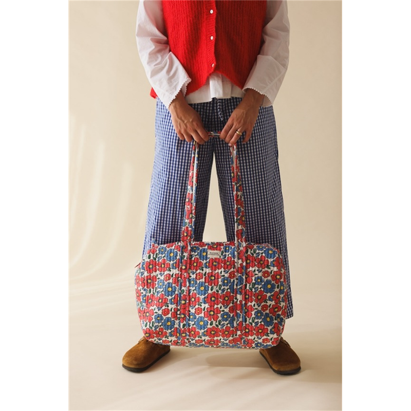 Borsa Weekend 100%cotone 45x30x18cm Flower Blu Mezzanotte — immagine 2