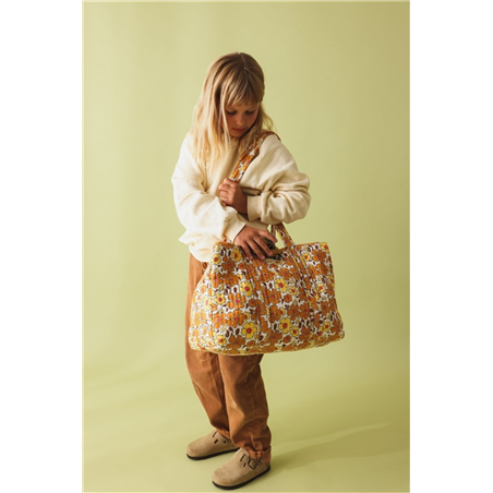 Borsa Weekend 100%cotone 45x30x18cm Flower Dorato