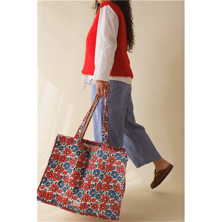 Shopper 100% Cotone 50x36x19cm Flower Corallo