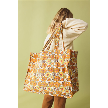 Shopper 100% Cotone 50x36x19cm Flower Dorato