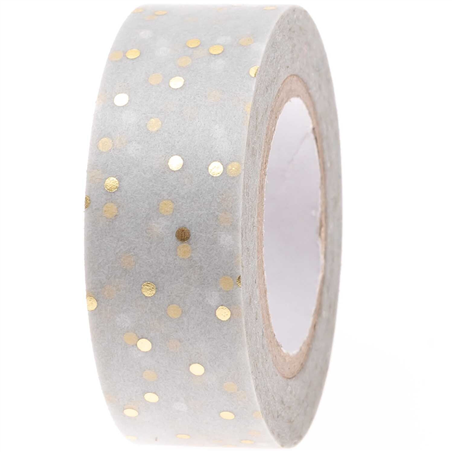 Tape 1.5cmx10mt Dots Grey/gold