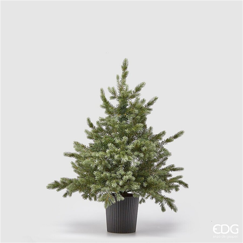 Albero Pino Argentato Con Vaso H90cm D85cm — immagine 3