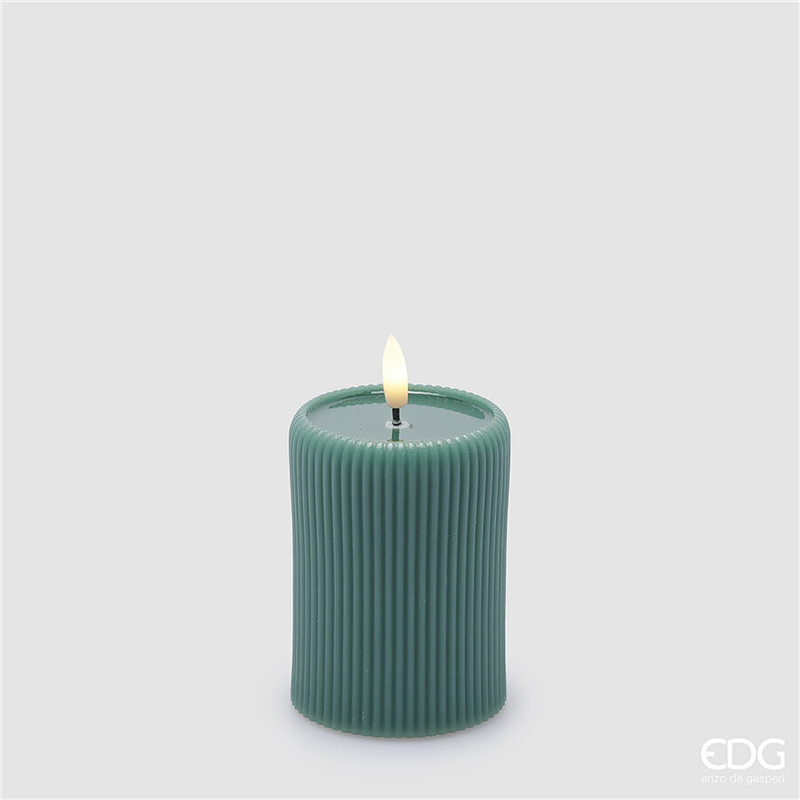 Candela Led Lounge Moccolo H10cm D7.5cm Green-A Batteria Con Telecomando — immagine 3