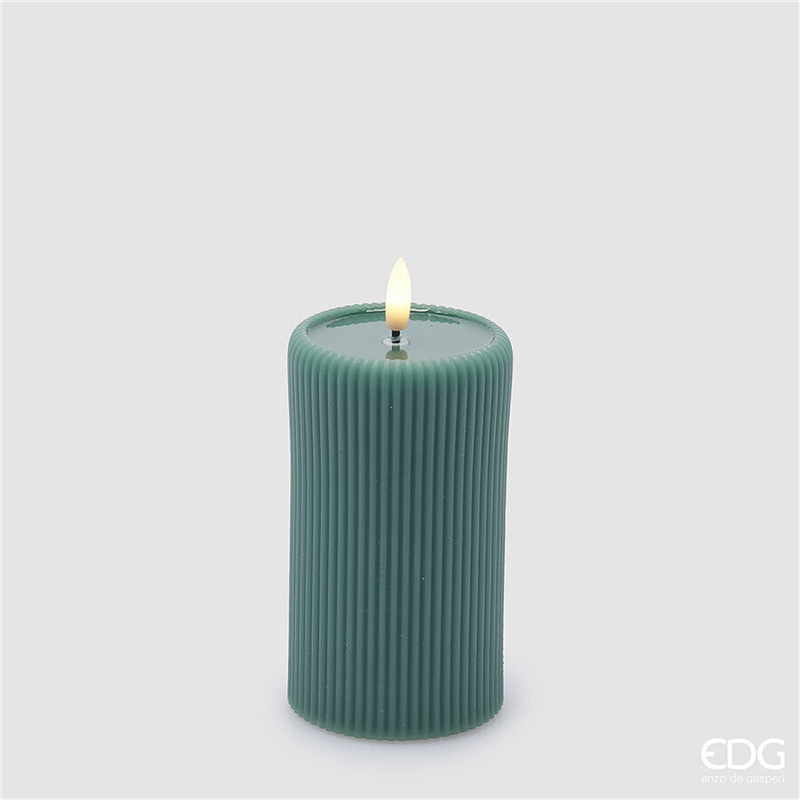 Candela Led Lounge Moccolo H13cm D7.5cm Green-A Batteria Con Telecomando — immagine 3