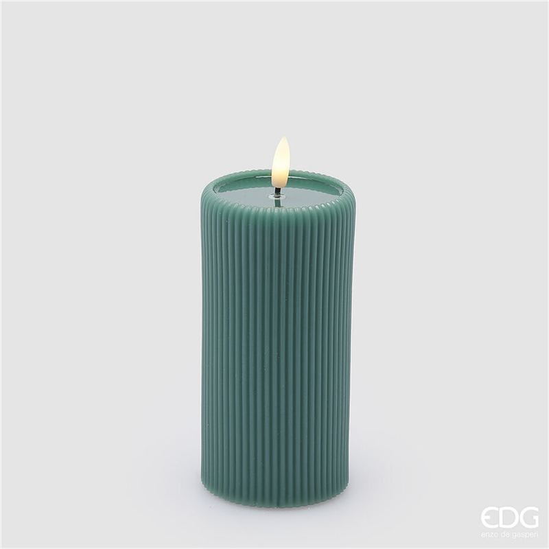 Candela Led Lounge Moccolo H15cm D7.5cm Green-A Batteria Con Telecomando — immagine 3