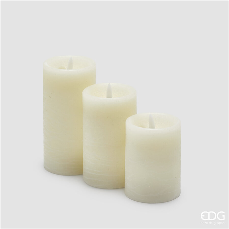 Candela Led Soffio H15cm D7.5cm 3pz Ivory-A Batteria Da Interno — immagine 3