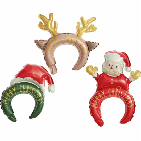 Cerchietto Palloncino Natalizio 6pz Renna E Babbo