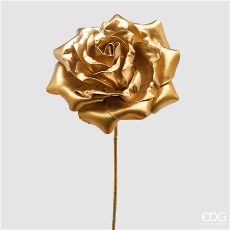 Rosa Glossy Con Ramo H65cm D25cm Gold