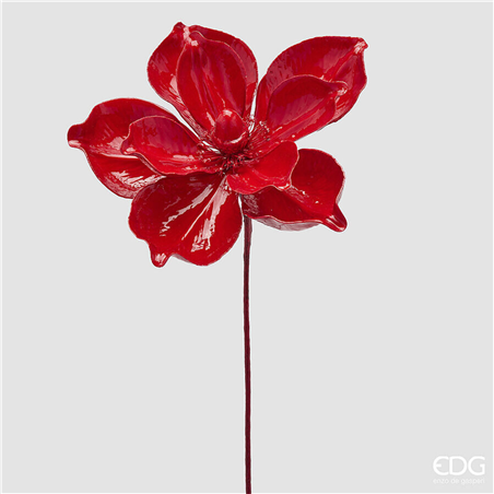Magnolia Glossy Con Ramo H65cm D25cm Red