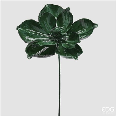 Magnolia Glossy Con Ramo H65cm D25cm Green