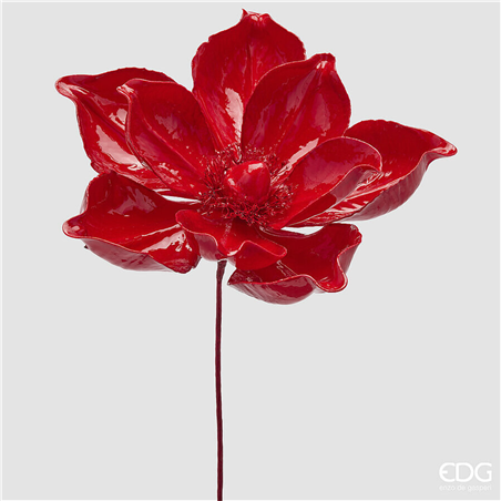 Magnolia Glossy Con Ramo H65cm D35cm Red