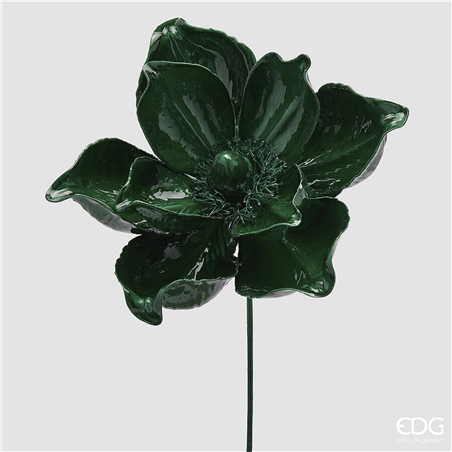 Magnolia Glossy Con Ramo H65cm D35cm Green