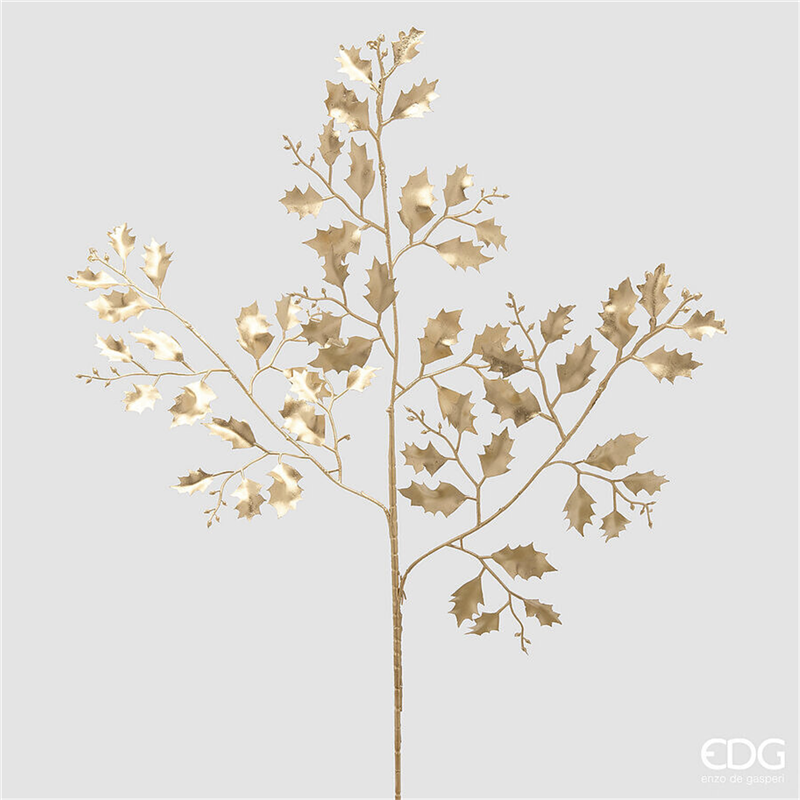 Agrifoglio Metal Con Ramo H70cm Gold — immagine 2