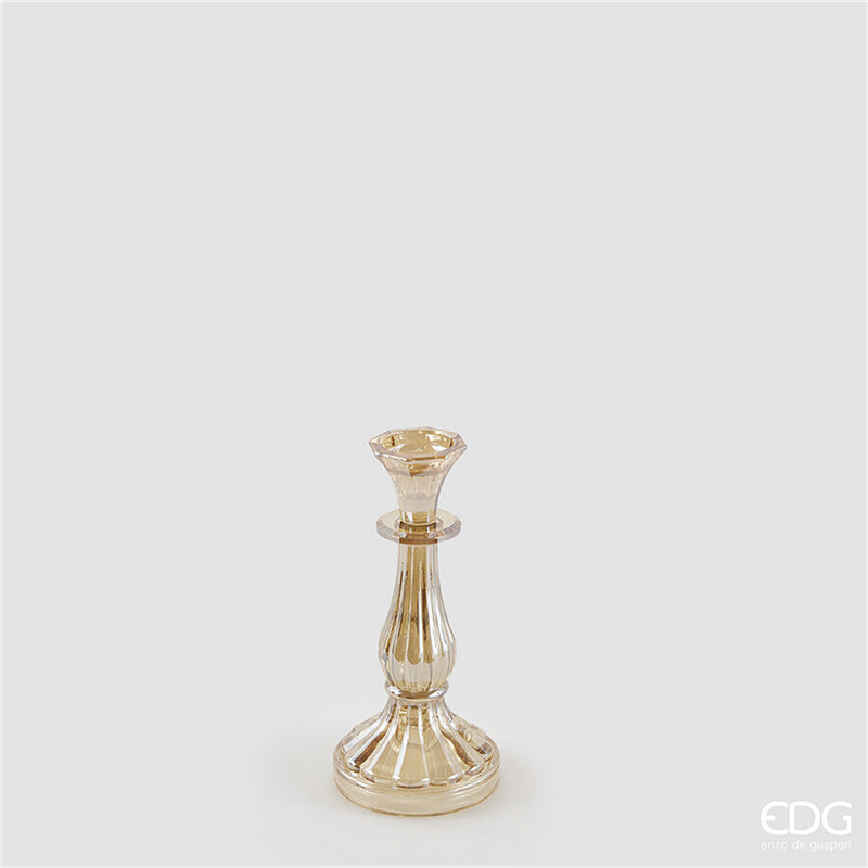 Portacandela Vetro Crystal Sinuoso H21 D10 Amber — immagine 2