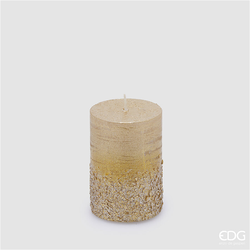 Candela Moccolo Rustico Glitter H10cm D7cm Light Gold — immagine 2