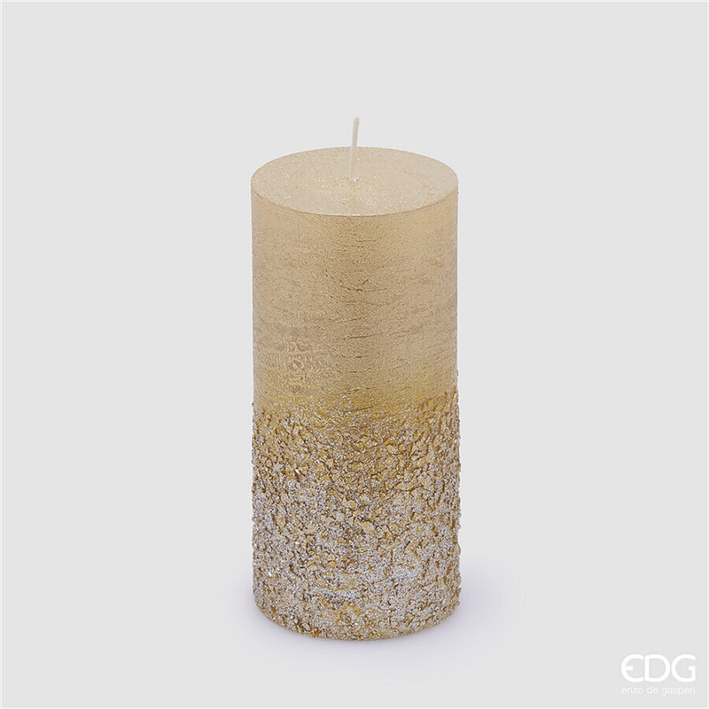 Candela Moccolo Rustico Glitter H14cm D7cm Light Gold — immagine 2