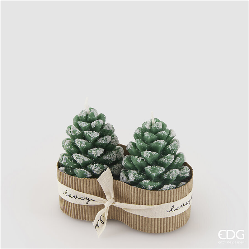 Candela Pigna X2 H9cm D6cm Green — immagine 2