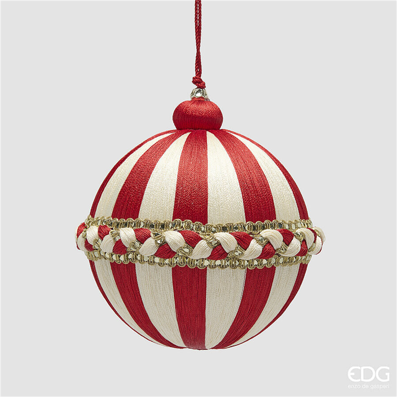 Sfera D12cm Tessuto Treccia White Red — immagine 2