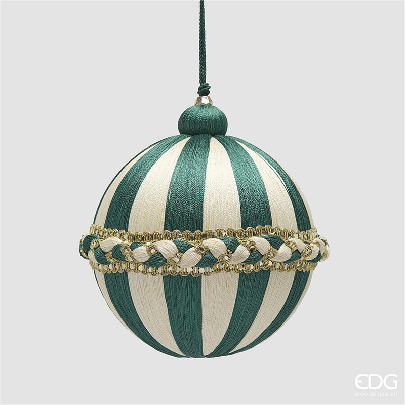 Sfera D12cm Tessuto Treccia White Green — immagine 2