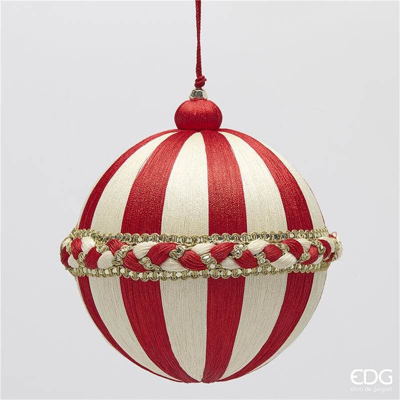 Sfera D15cm Tessuto Treccia White Red — immagine 2