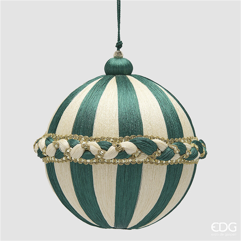 Sfera D15cm Tessuto Treccia White Green — immagine 2