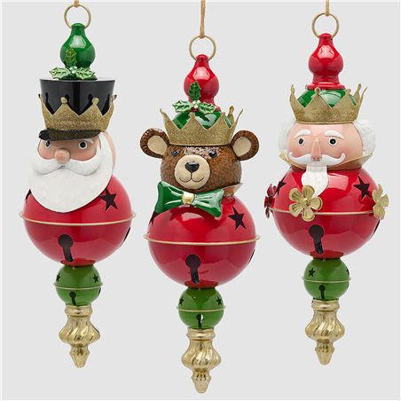 Ornamento Bubbolo Soldatino Metal H40cm Babbo-Orso-Schiaccianoci Green Red