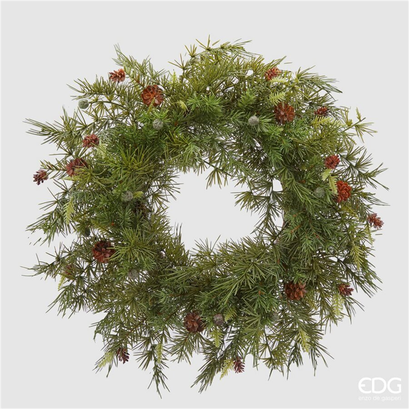Corona D66cm Pino Mix Con Pigne 190tips Green — immagine 2