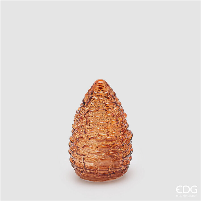 Decoro Pigna Vetro Con Led A Batteria H15 D10 Amber — immagine 2